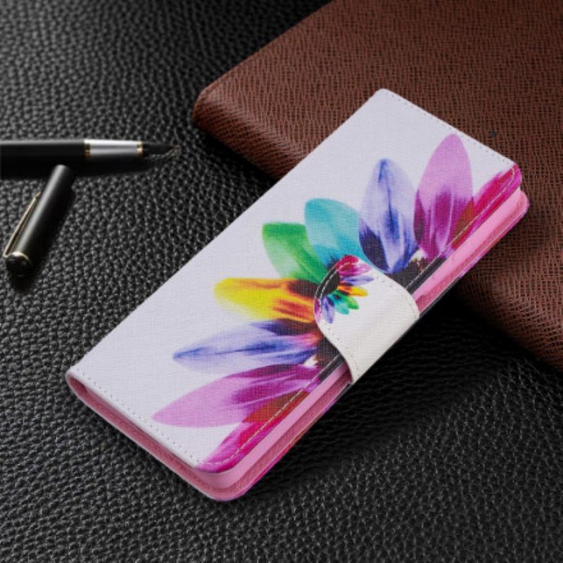 Capa De Couro Para Samsung Galaxy S21 Ultra 5G Flor Aquarela