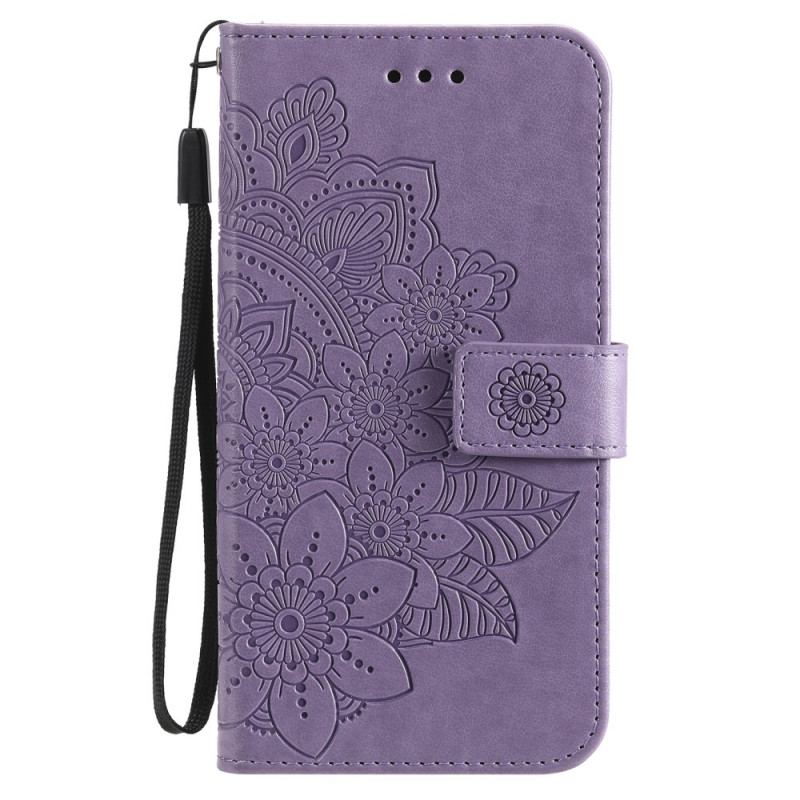 Capa De Couro Para Samsung Galaxy S21 Ultra 5G Flor Mandala