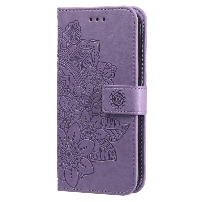 Capa De Couro Para Samsung Galaxy S21 Ultra 5G Flor Mandala