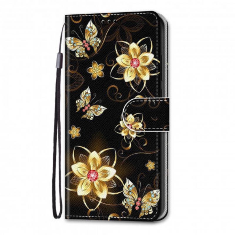 Capa De Couro Para Samsung Galaxy S21 Ultra 5G Flores Mágicas