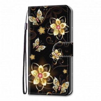 Capa De Couro Para Samsung Galaxy S21 Ultra 5G Flores Mágicas