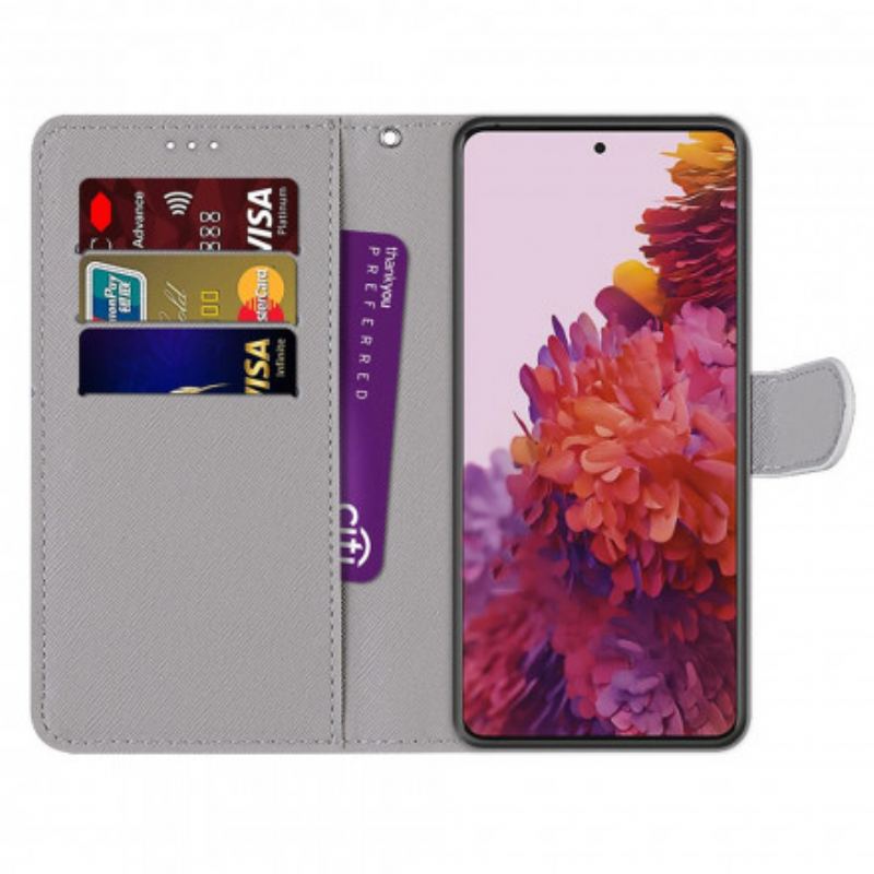 Capa De Couro Para Samsung Galaxy S21 Ultra 5G Folhagem Em Cores