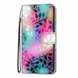 Capa De Couro Para Samsung Galaxy S21 Ultra 5G Folhas Neon