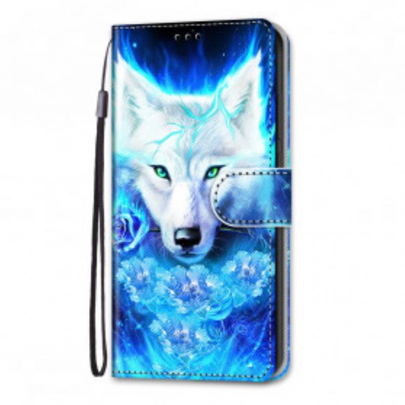 Capa De Couro Para Samsung Galaxy S21 Ultra 5G Lobo Mágico