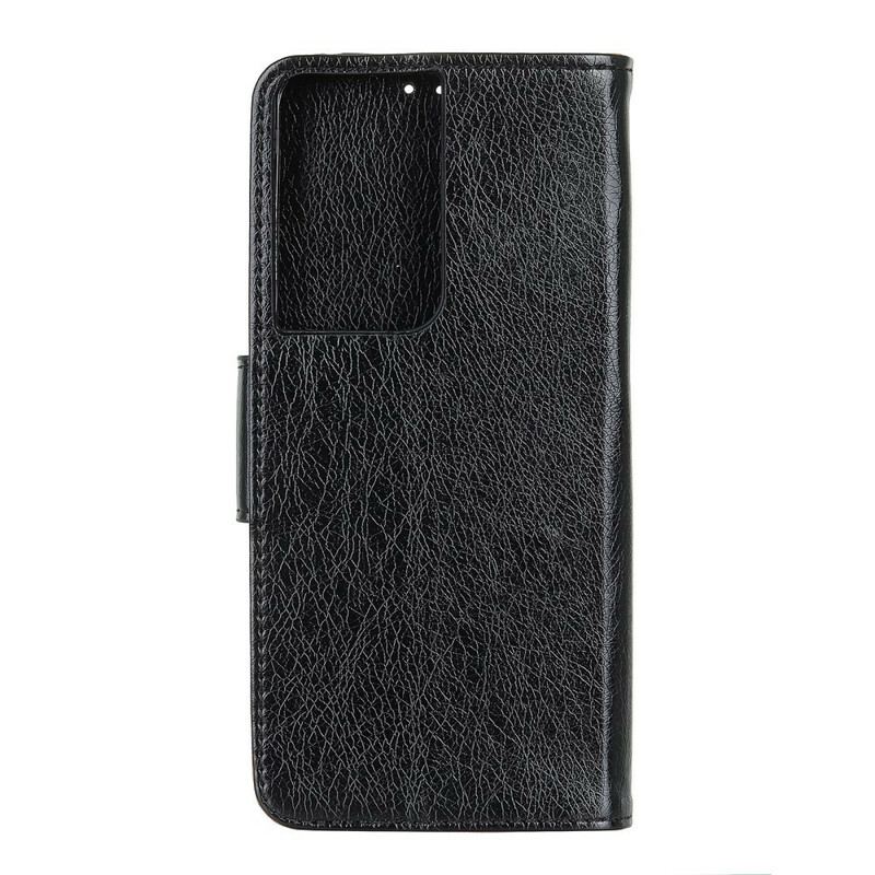 Capa De Couro Para Samsung Galaxy S21 Ultra 5G Couro Napa Rachado