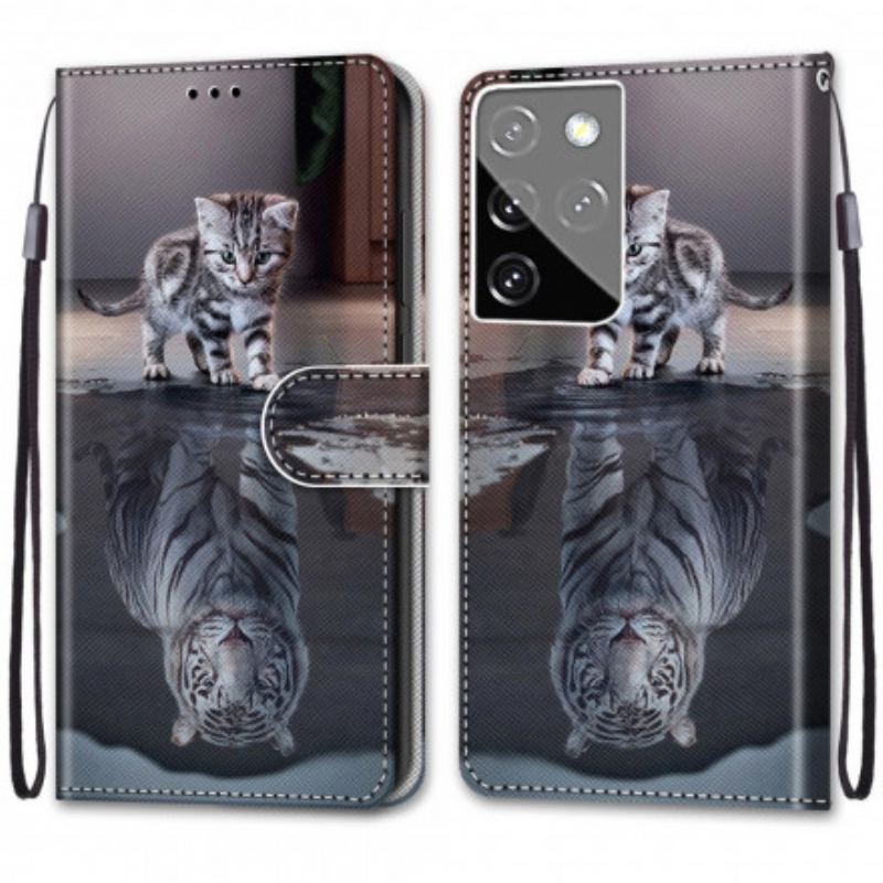 Capa De Couro Para Samsung Galaxy S21 Ultra 5G Os Gatos Mais Bonitos