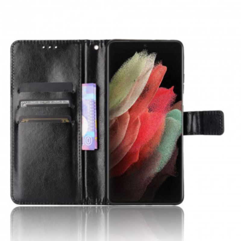 Capa Em Pele Para Samsung Galaxy S21 Ultra 5G Couro Falso Chamativo