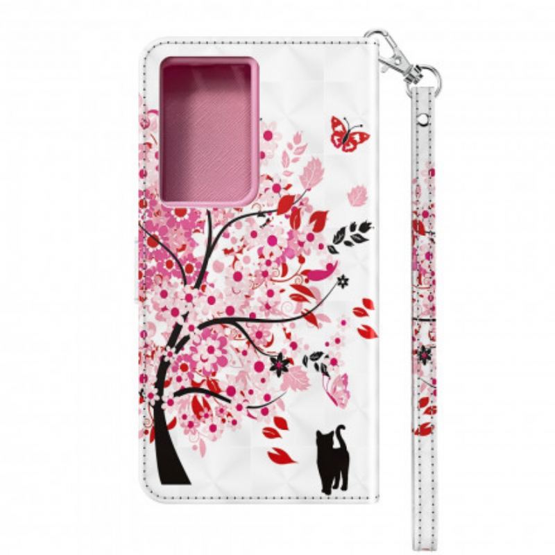 Capa Flip Para Samsung Galaxy S21 Ultra 5G Árvore Rosa