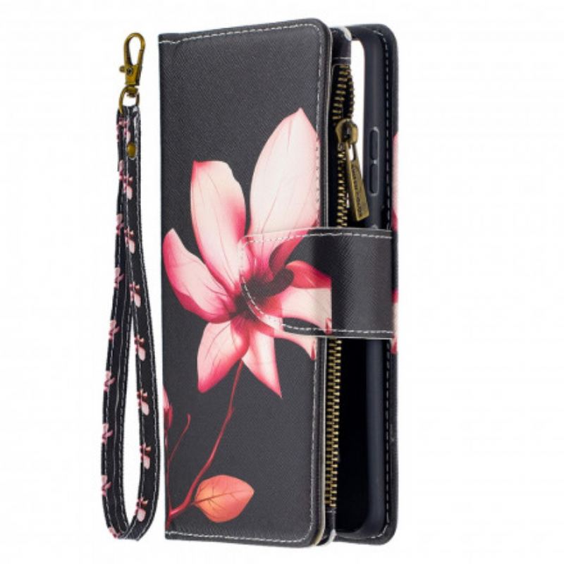 Capa Flip Para Samsung Galaxy S21 Ultra 5G Bolso Com Zíper Flor