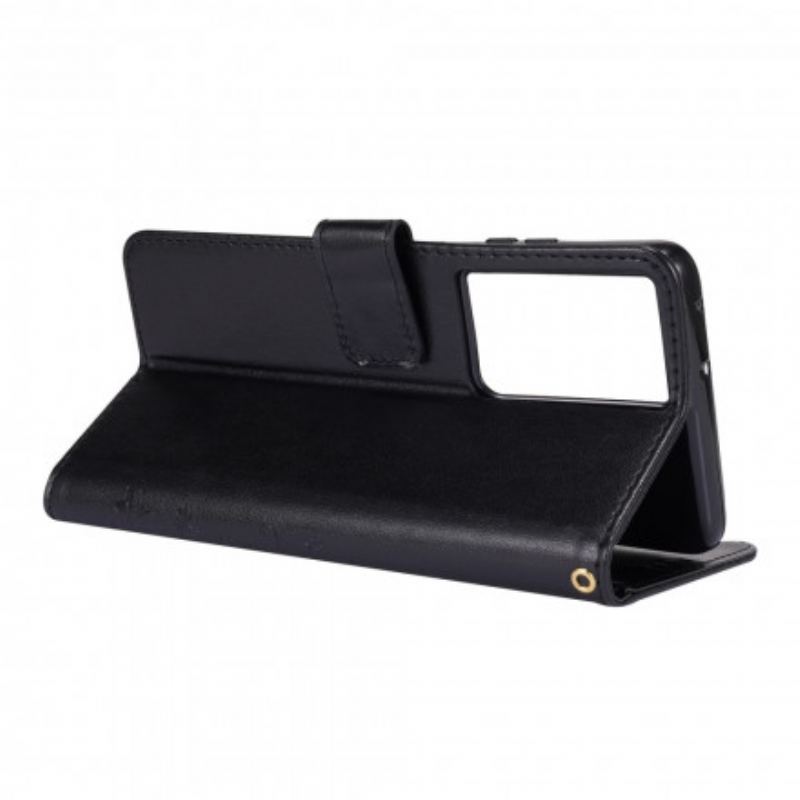 Capa Flip Para Samsung Galaxy S21 Ultra 5G Borboletas Ao Vento