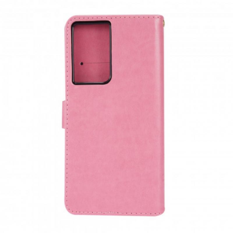 Capa Flip Para Samsung Galaxy S21 Ultra 5G Borboletas Ao Vento