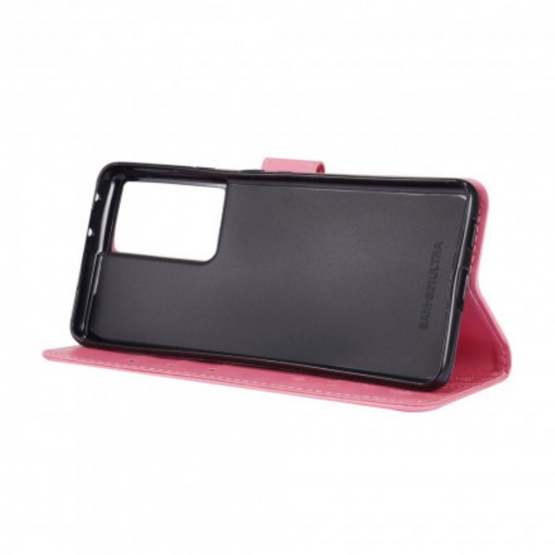 Capa Flip Para Samsung Galaxy S21 Ultra 5G Borboletas Ao Vento