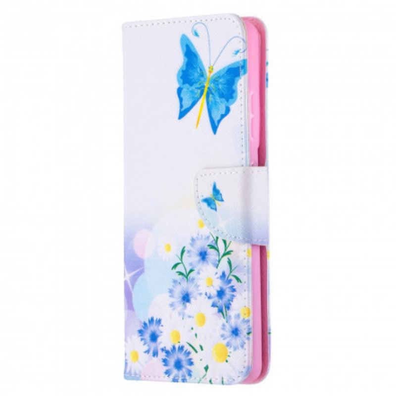 Capa Flip Para Samsung Galaxy S21 Ultra 5G Borboletas E Flores Pintadas