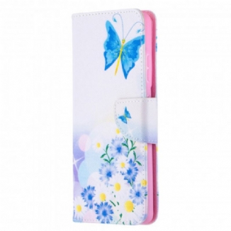 Capa Flip Para Samsung Galaxy S21 Ultra 5G Borboletas E Flores Pintadas