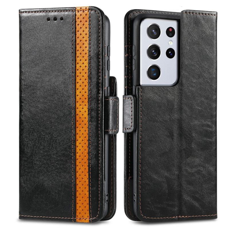 Capa Flip Para Samsung Galaxy S21 Ultra 5G Casene De Fecho Duplo Bicoloro