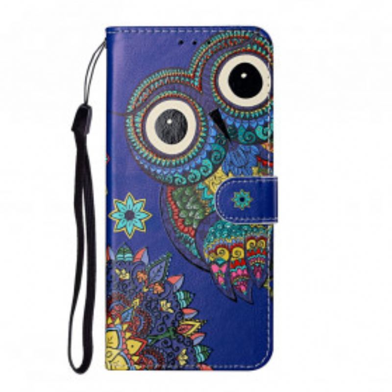 Capa Flip Para Samsung Galaxy S21 Ultra 5G Coruja Em Mandala