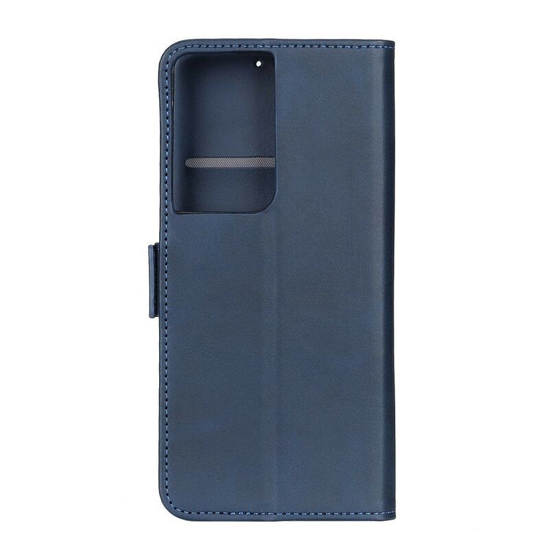 Capa Flip Para Samsung Galaxy S21 Ultra 5G De Couro Aba Dupla