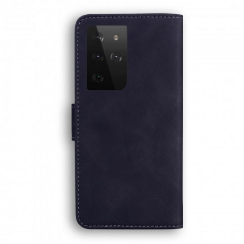 Capa Flip Para Samsung Galaxy S21 Ultra 5G Efeito Couro Monocromático