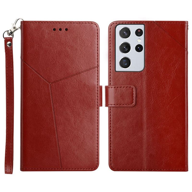 Capa Flip Para Samsung Galaxy S21 Ultra 5G Estilo Couro Geo Y Design