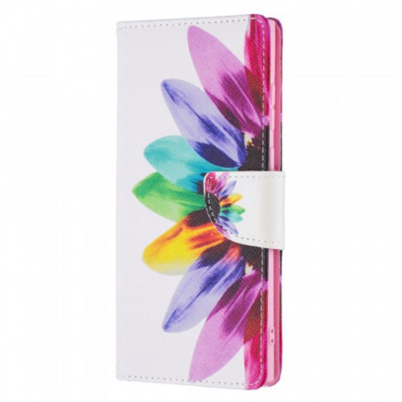 Capa Flip Para Samsung Galaxy S21 Ultra 5G Flor Aquarela