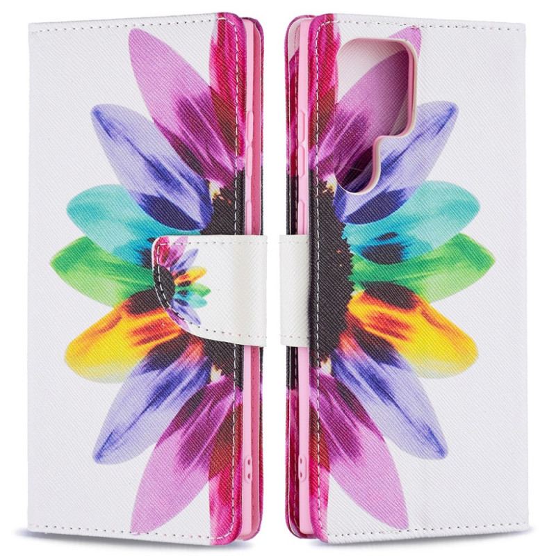 Capa Flip Para Samsung Galaxy S21 Ultra 5G Flor Aquarela