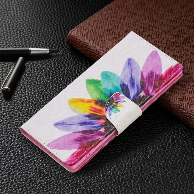 Capa Flip Para Samsung Galaxy S21 Ultra 5G Flor Aquarela