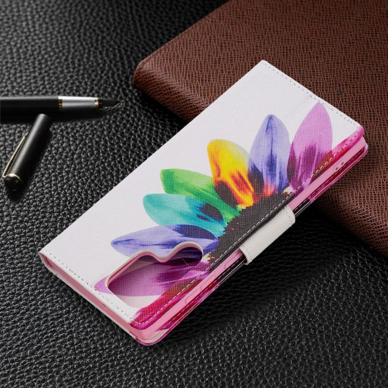 Capa Flip Para Samsung Galaxy S21 Ultra 5G Flor Aquarela