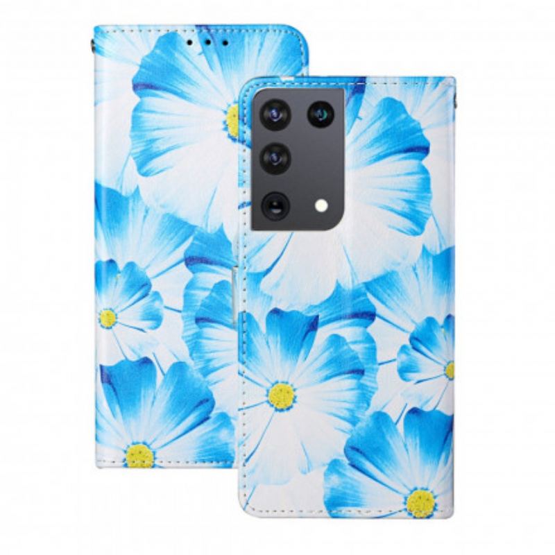 Capa Flip Para Samsung Galaxy S21 Ultra 5G Flores Loucas