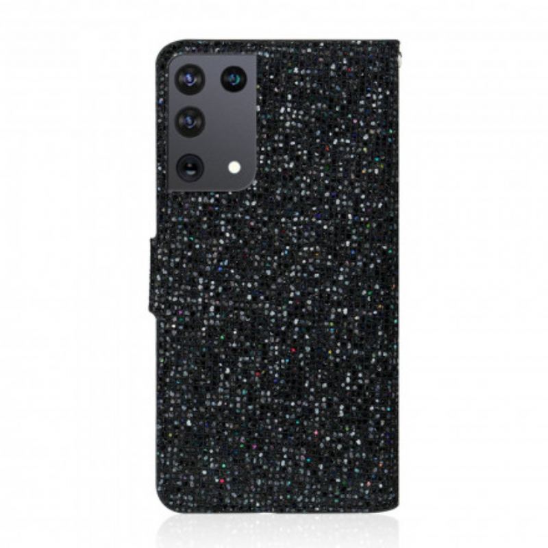 Capa Flip Para Samsung Galaxy S21 Ultra 5G Lantejoulas Design S