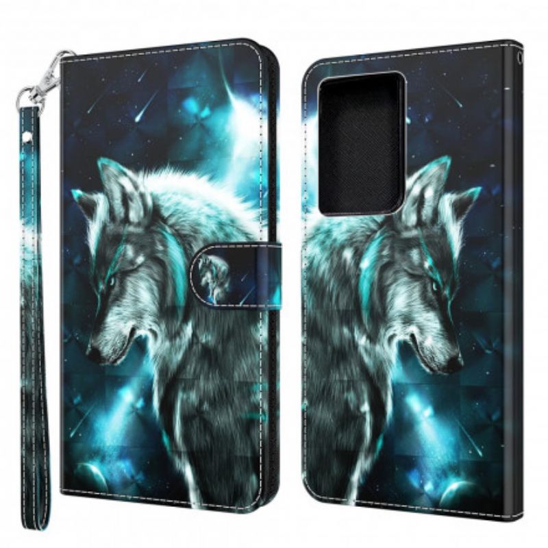 Capa Flip Para Samsung Galaxy S21 Ultra 5G Lobo Majestoso