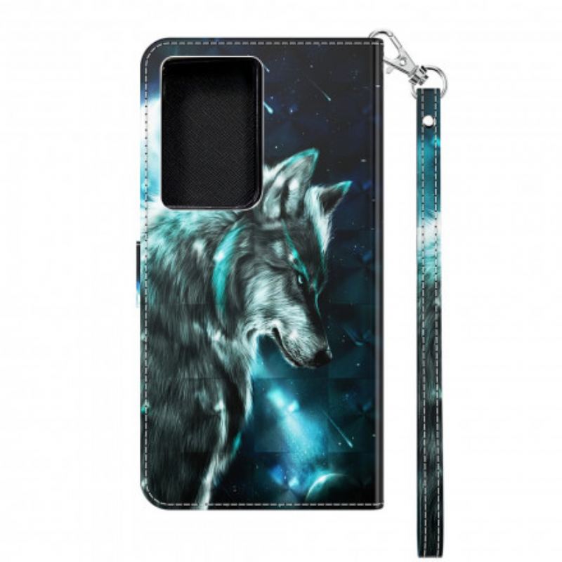 Capa Flip Para Samsung Galaxy S21 Ultra 5G Lobo Majestoso