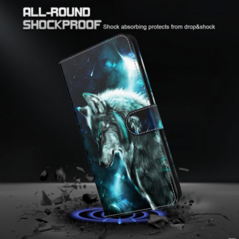 Capa Flip Para Samsung Galaxy S21 Ultra 5G Lobo Majestoso