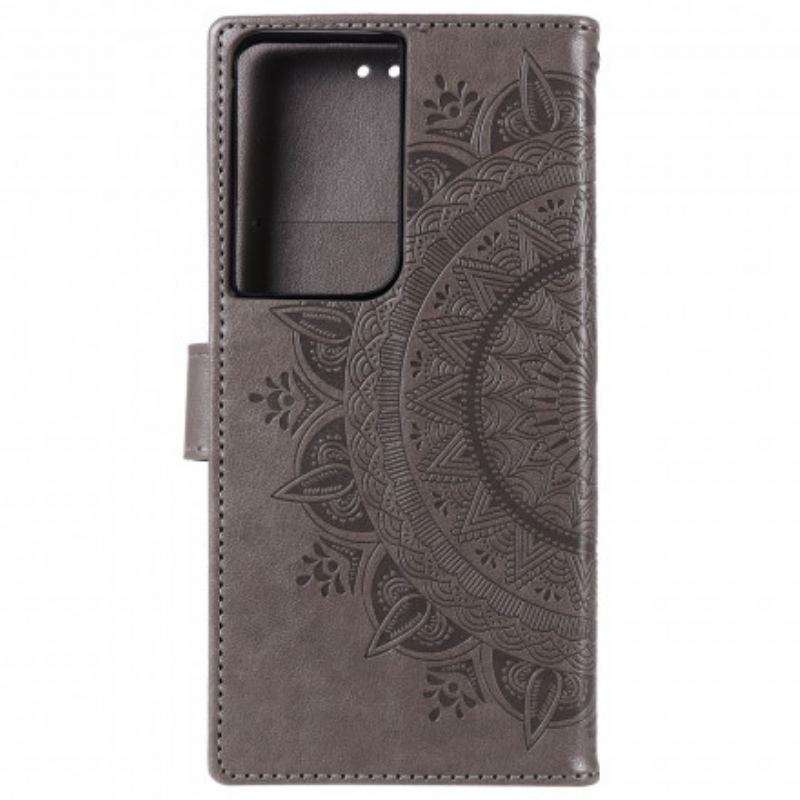 Capa Flip Para Samsung Galaxy S21 Ultra 5G Mandala Do Sol