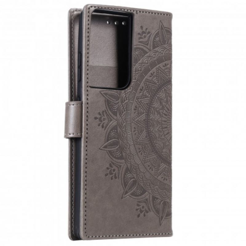 Capa Flip Para Samsung Galaxy S21 Ultra 5G Mandala Do Sol