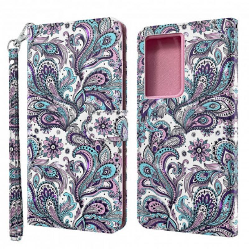 Capa Flip Para Samsung Galaxy S21 Ultra 5G Renda Chique