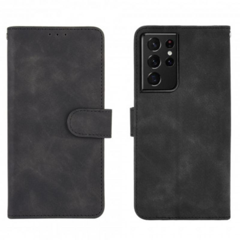 Capa Flip Para Samsung Galaxy S21 Ultra 5G Toque De Pele