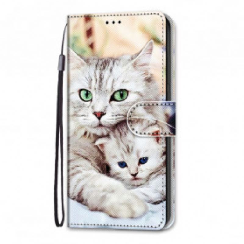 Capa Folio Para Samsung Galaxy S21 Ultra 5G Família De Gatos