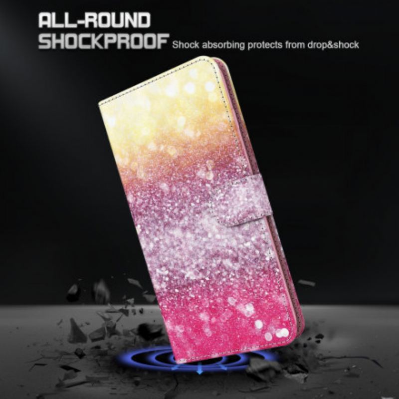 Capa Folio Para Samsung Galaxy S21 Ultra 5G Gradiente Glitter Magenta