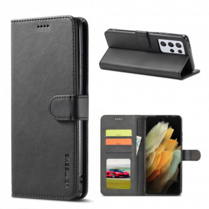 Capa Folio Para Samsung Galaxy S21 Ultra 5G Lc.imeeke Efeito Couro