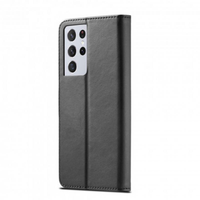 Capa Folio Para Samsung Galaxy S21 Ultra 5G Lc.imeeke Efeito Couro