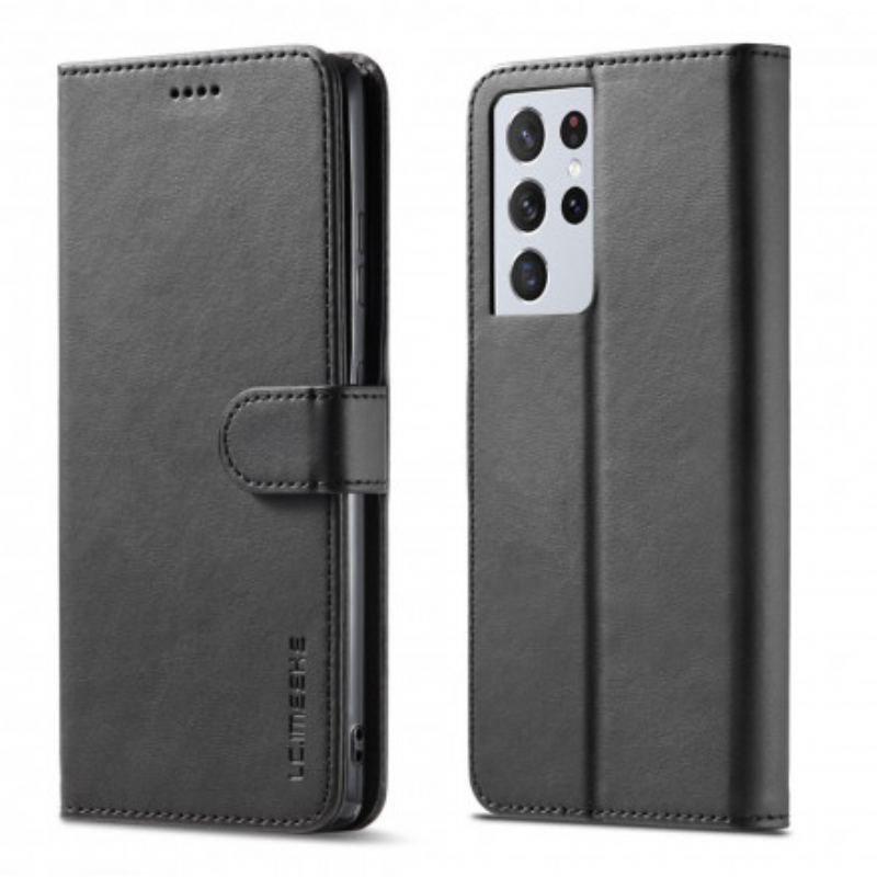 Capa Folio Para Samsung Galaxy S21 Ultra 5G Lc.imeeke Efeito Couro