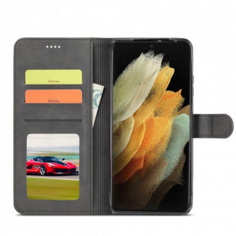 Capa Folio Para Samsung Galaxy S21 Ultra 5G Lc.imeeke Efeito Couro