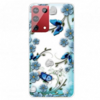 Capa Para Samsung Galaxy S21 Ultra 5G Borboletas E Flores Retrô