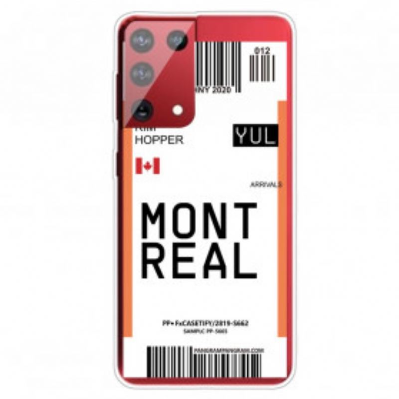 Capa Para Samsung Galaxy S21 Ultra 5G Cartão De Embarque Para Montreal