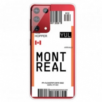 Capa Para Samsung Galaxy S21 Ultra 5G Cartão De Embarque Para Montreal