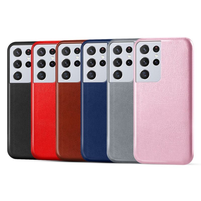 Capa Para Samsung Galaxy S21 Ultra 5G Efeito Couro Ksq