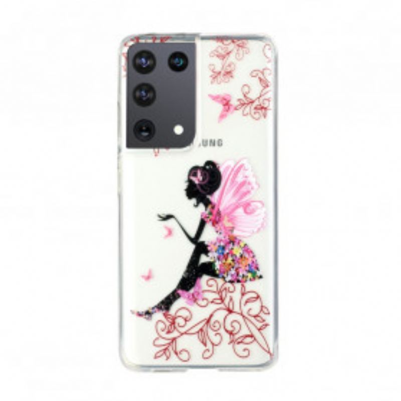 Capa Para Samsung Galaxy S21 Ultra 5G Fada Das Flores Transparentes