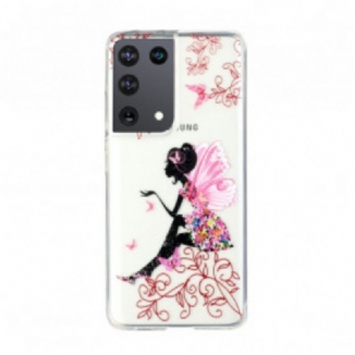 Capa Para Samsung Galaxy S21 Ultra 5G Fada Das Flores Transparentes