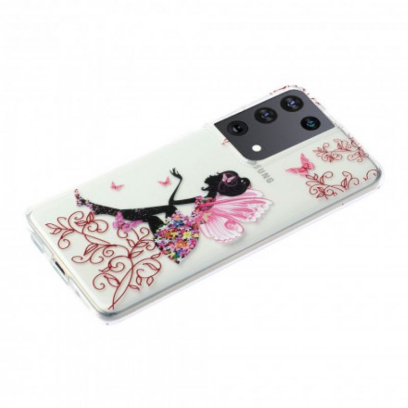 Capa Para Samsung Galaxy S21 Ultra 5G Fada Das Flores Transparentes