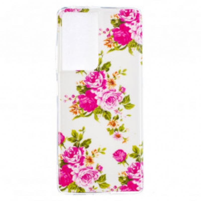 Capa Para Samsung Galaxy S21 Ultra 5G Flores Da Liberdade Fluorescentes